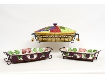 Collection Of Grape Themed Temptations By Tara Presentable Ovenware