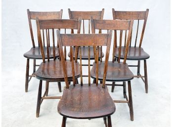 A Set Of 6 19th Century Spindle Back Dining Chairs