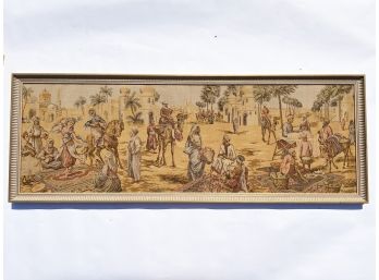 A Large, Vintage Framed Arabian Themed Tapestry