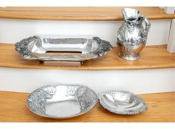 Group Of Four Pewter/Aluminum Service Pieces
