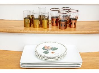 Group Of Porcelain Plates, Trays And Tumblers