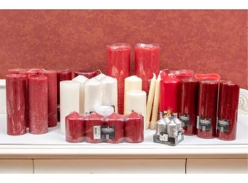 A Collection Of 35 Candles Including Some Battery Operated