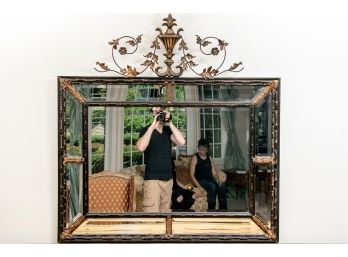 Outstanding Beveled Glass Mirror With Urn Crest