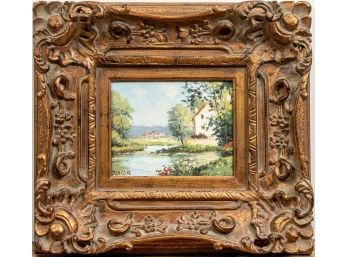 Elmer Signed Oil On Canvas With Landscape Including Pond