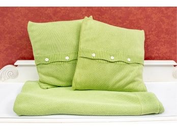 Zara Home Green Throw And Matching Pillows