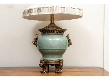 A Decorative Green Crackle Glaze Table Lamp