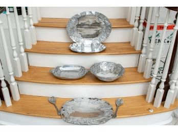 Collection Of Aluminum/Pewter Including Divided Tray