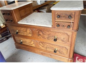 Late 19th C Eastlake Antique Vanity & Mirror With Marble Slab Top (Not Attached)