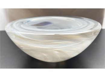 Kosta-Boda Atoll Round White Swirl Bowl