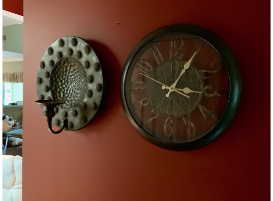 Wall Hanging Clock & Candle Holder
