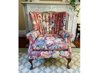 Vintage Fluted Channel Back Queen Anne Armchair