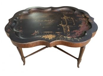 Vintage Hand Painted Tray Top Coffee Table