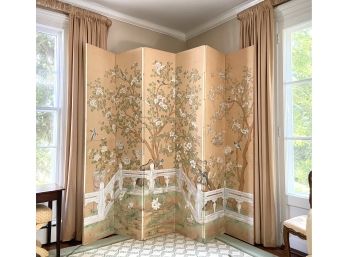 Stunning Vintage Hand-painted Seven-Panel Room Divider