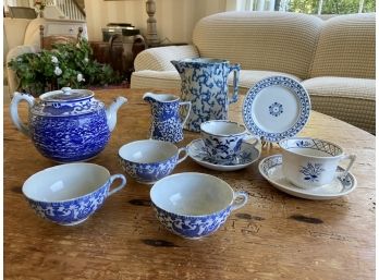 Collection Of Vintage Blue And White Mixed China