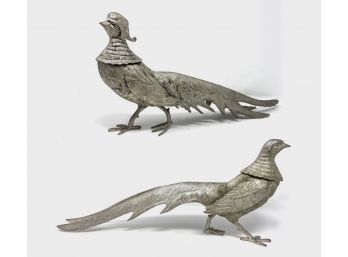 Pair Of Vintage Brass Pheasants