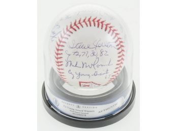 Cy Young Logo Baseball Signed By (10) With Dwight 'Doc' Gooden, Tom Seaver, Bob Gibson, Steve Carlton With Mu