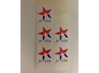 2002, 3 Cent Star Stamps ~ 5 Stamps