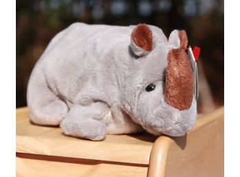 TY Beanie Baby, Early Generation - Spike The Rhino - W/ Errors