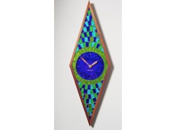 Mid-Century Modern George Briard Signed Mosaic Foiled Art Glass Wall Clock