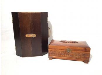 Pair Of Vintage Wooden Treasure Boxes