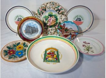 Vintage Italian Capodimonte Cherub Wall Plate & Italian Made /Themed Dishwaters