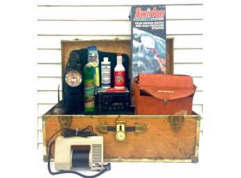 Vintage Trunk Filled With Automotive Supplies