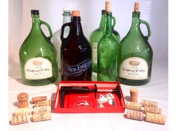 Vintage Wine Jugs & Corky Wine Bottle Opener By Kraftware