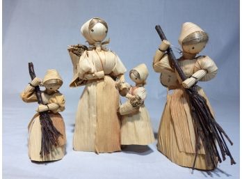 Vintage Czechoslovakia Hand Made Folk Art Corn Husk Dolls