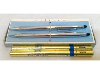 Silver Toned Vintage Cross Pen & Mechanical Pencil Set