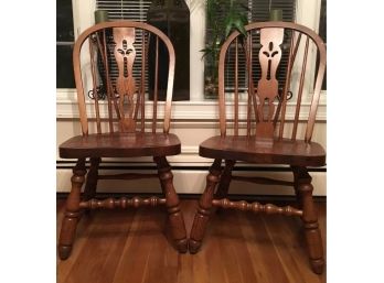 Pair Of  S Bent & Brothers Vintage Brace Back Windsor Dining Side Chairs