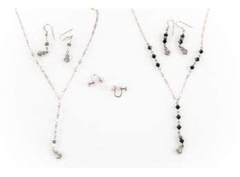 Sterling Silver Necklaces And Earrings - Two Pierced And One Screw Back