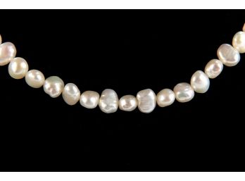 Pearl And Sterling Silver Clasp Necklace