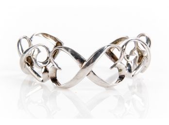 Sterling Silver Heart Cuff Bracelet, 0.74 Ozt