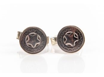 Sterling Silver Star Engraved Cuff Links