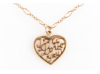 14K Yellow Gold Link Chain And Heart Pendant, 2.6 Dwt.
