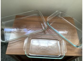 Three  Pyrex Glass Pans As Pictured