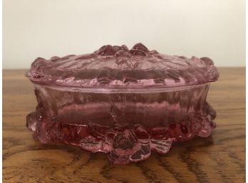 Vintage Fenton Pink Cranberry Glass Jewelry Ring Small Box With Lid