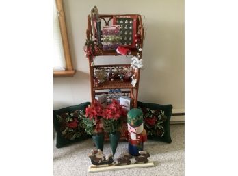 Christmas Lot (shelving Not Included) Lenox Angel, Two Beautiful Pillows, Ornaments And More