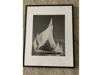 Framed Black And White Sailboat