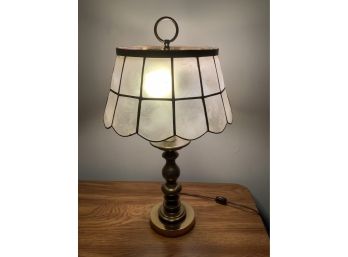 Rare Find! Vintage Brass Capiz Shell Table Lamp