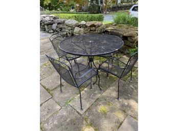 Black Metal Outdoor Round Table W/ Four Chairs