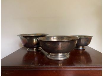 Set Of 3 Reed And Barton Silverplate Bowls