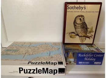 2 NY Themed Puzzles & Beautiful Wood Cigar Box