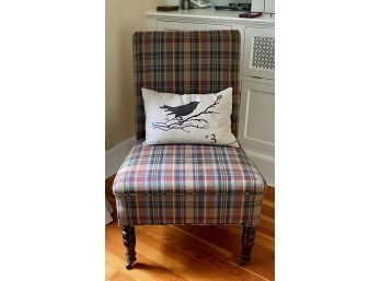 Plaid Upholstered Club Chair