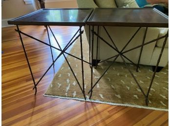 Set Of 2 Wood Top End Tables