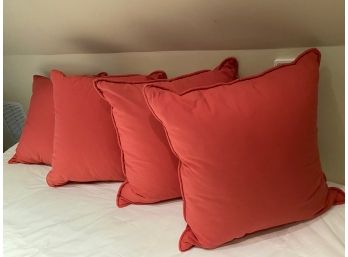 Lot Of 4 Red Upholstered Pillows