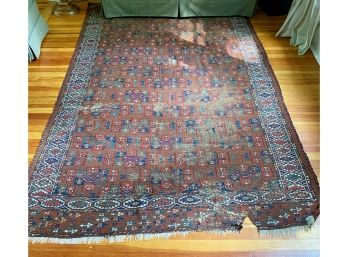 Burgundy Woven Rug W/ Red & Blue Pattern