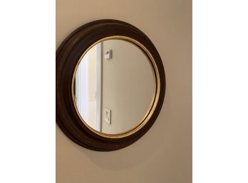 Small Round Wood Frame Mirror