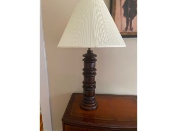 Wood Base 36'H Lamp With Pleated Shade