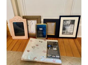 Lot Of 5 Assorted Photos Frames & New Leaf Print Memory Book